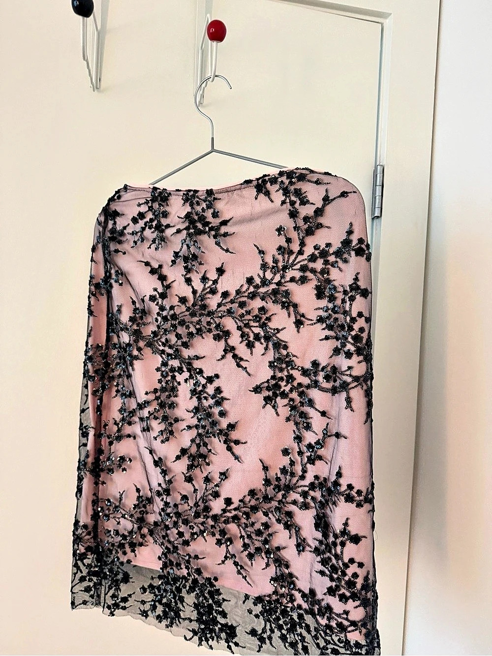 Reformation Blanca Skirt Floral Lace Midi in Pink & Black